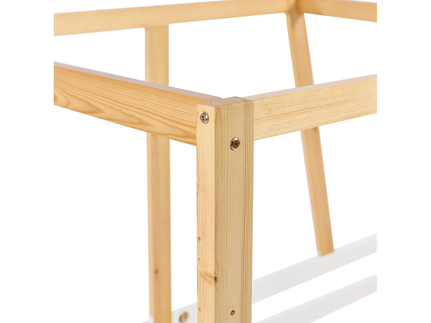 Łóżko kabinowe - 90 x 200 cm - płyta MDF i sosna - stelaż z listew - kolory biały i naturalny