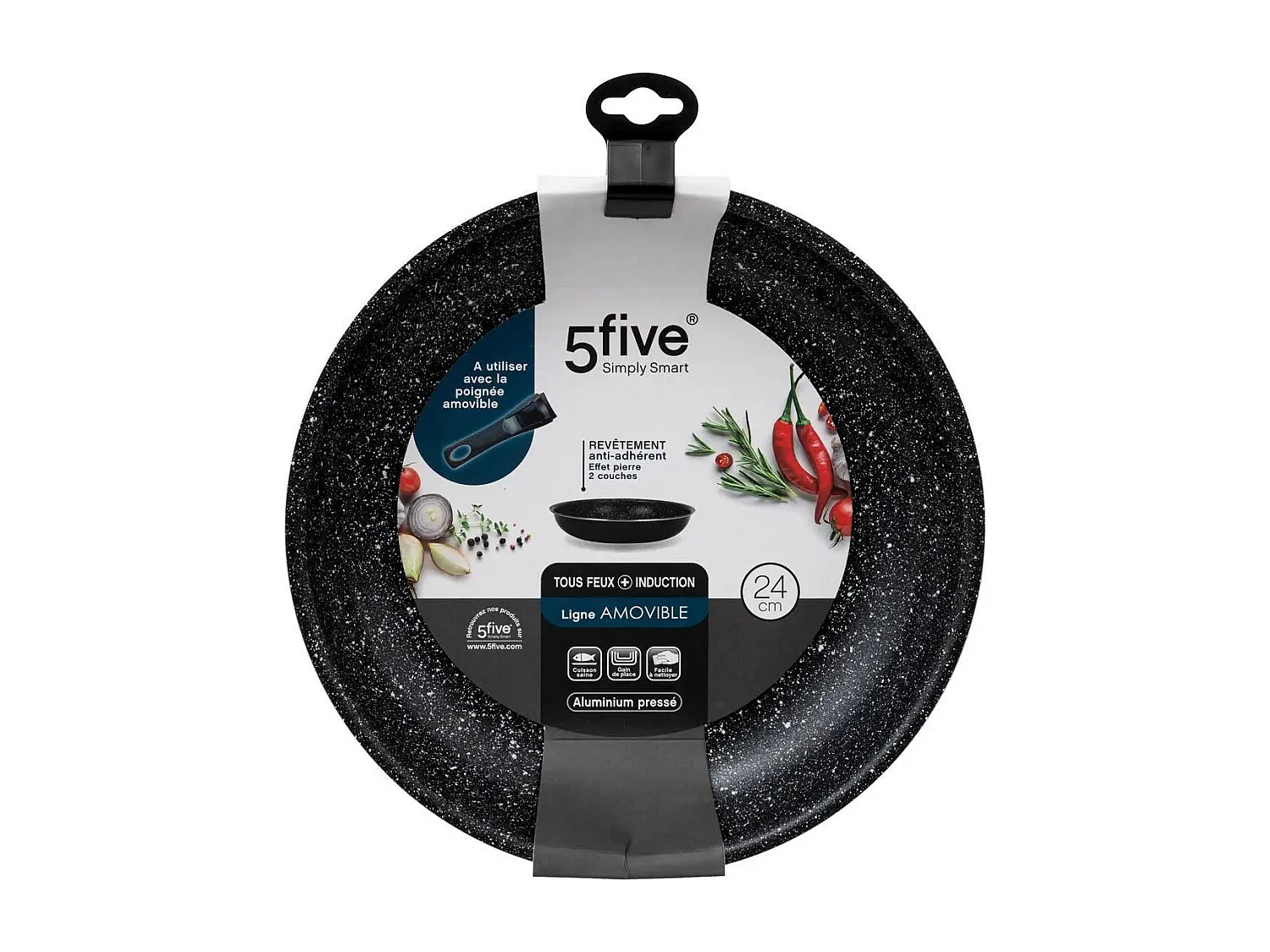 Poêle en Aluminium "Amovible" 24cm Noir