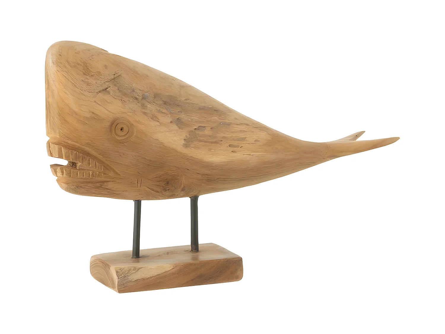 Statuette Déco en Bois "Baleine" 40cm Naturel