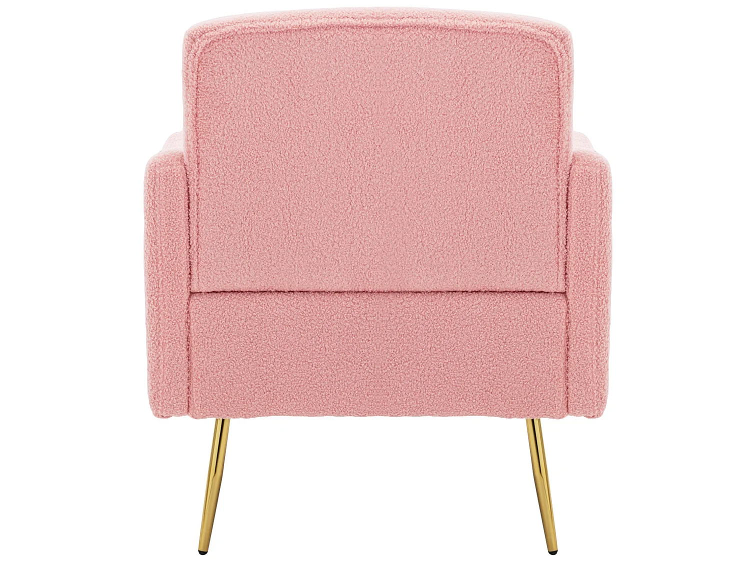 Sessel mit Tasche – goldene Metallbeine – rosa Teddystoff