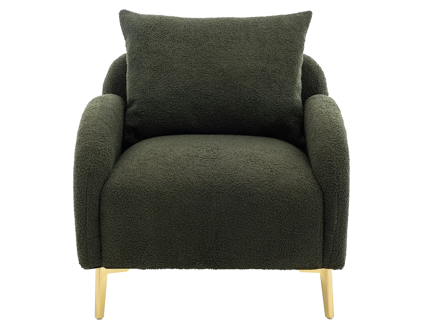 Fauteuil en tissu teddy avec coussin d'oreiller - pieds en bois massif - vert