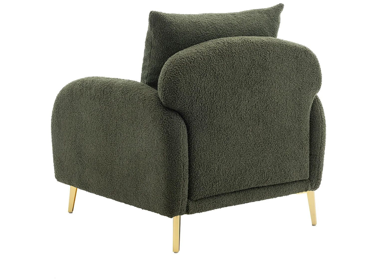 Fauteuil en tissu teddy avec coussin d'oreiller - pieds en bois massif - vert