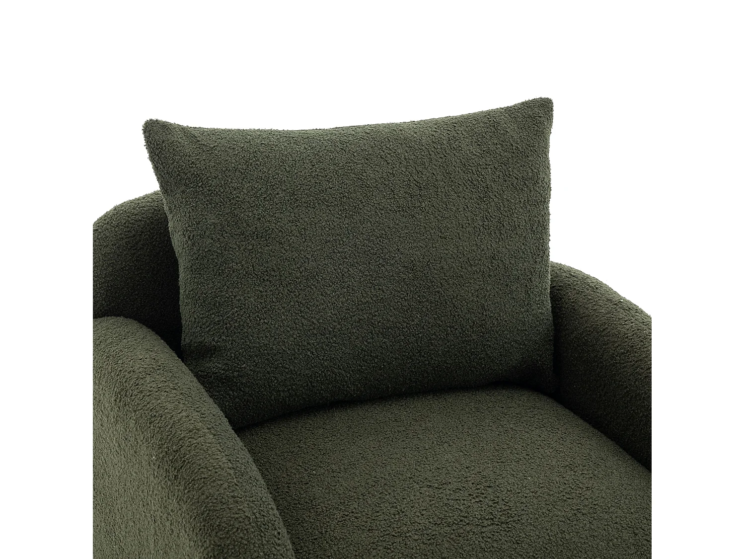 Fauteuil en tissu teddy avec coussin d'oreiller - pieds en bois massif - vert