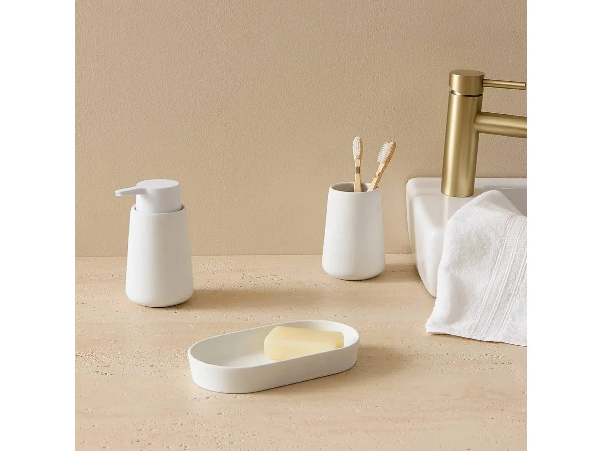 Plateau de Salle de Bain "Cocon" 19cm Blanc Coton