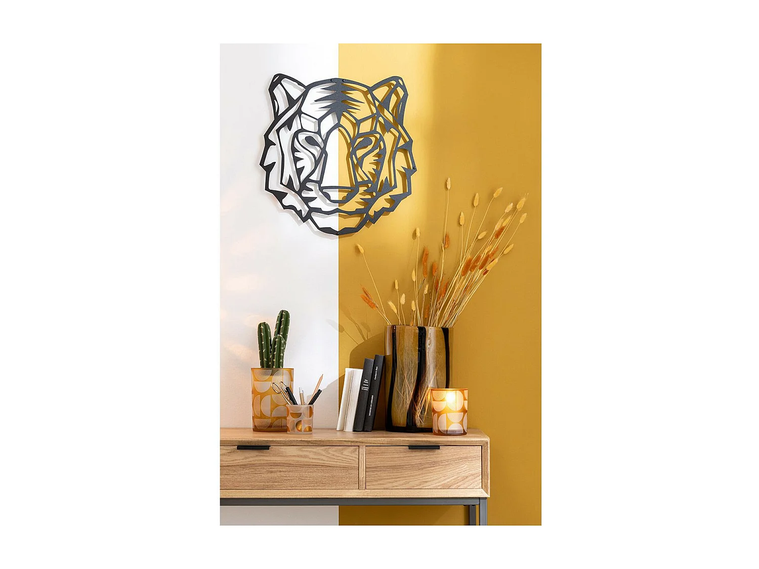 Décoration Murale en Métal "Tigre" 48cm Noir