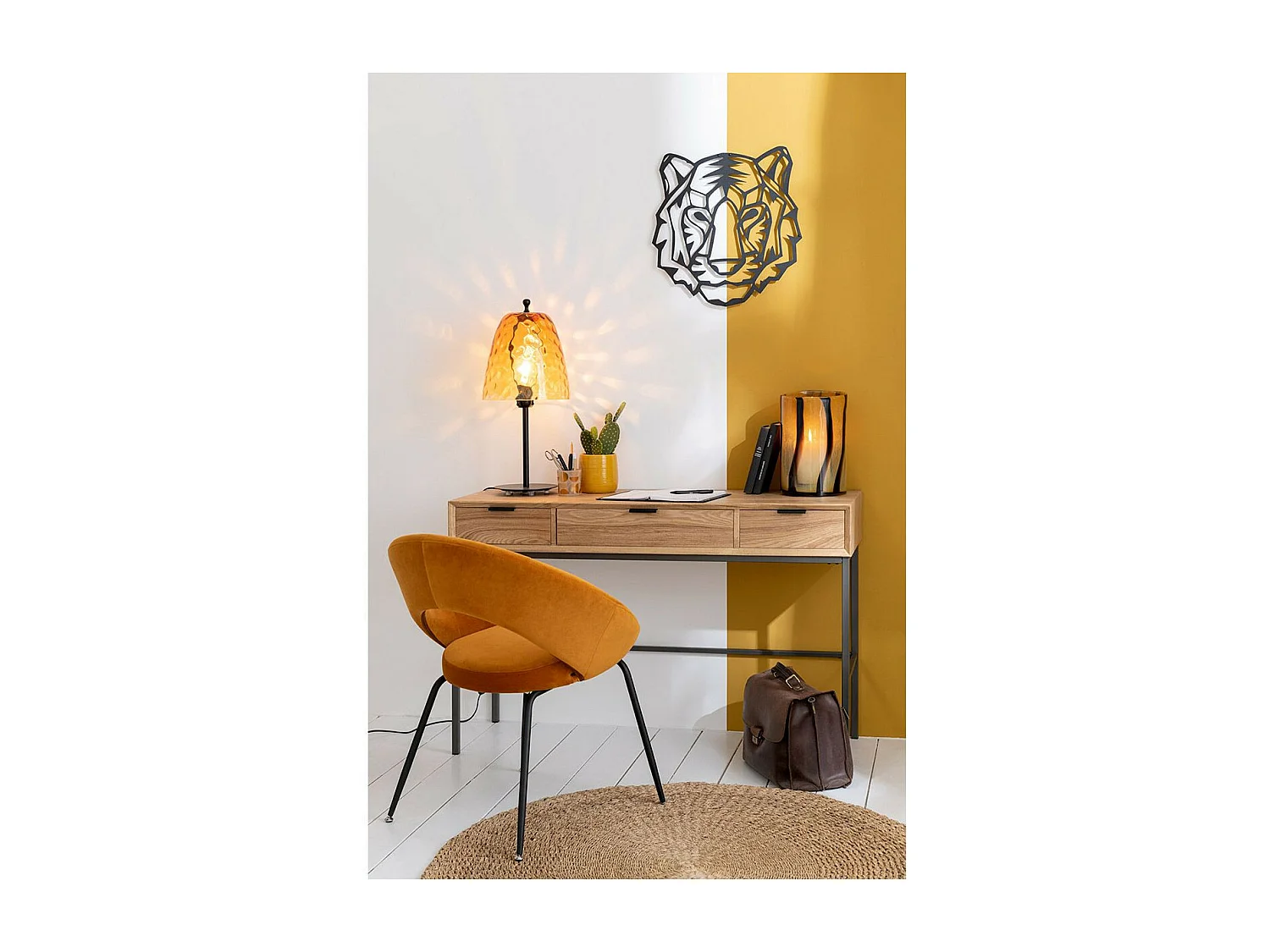 Décoration Murale en Métal "Tigre" 48cm Noir