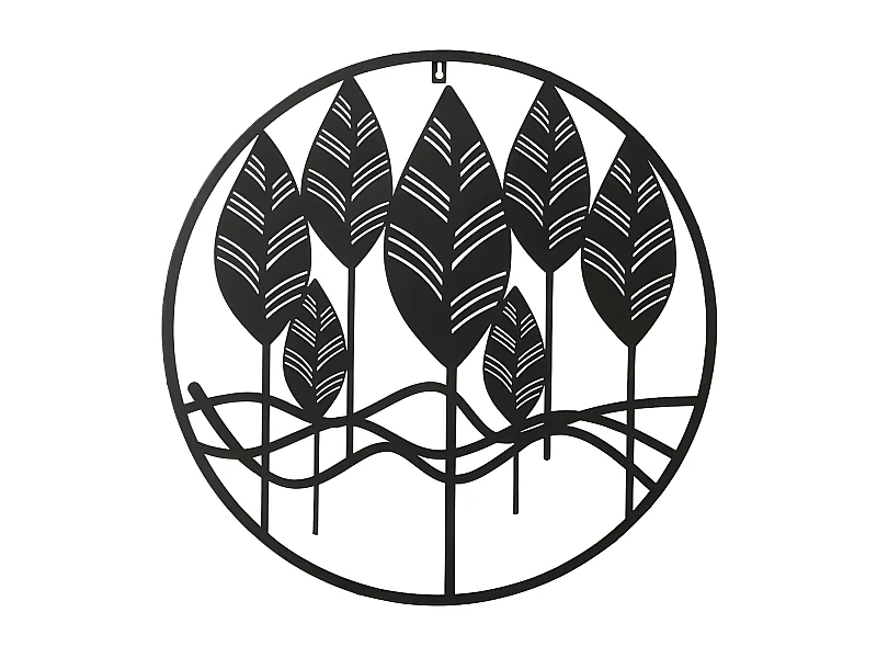 Décoration Murale en Métal "Feuilles" 60cm Noir
