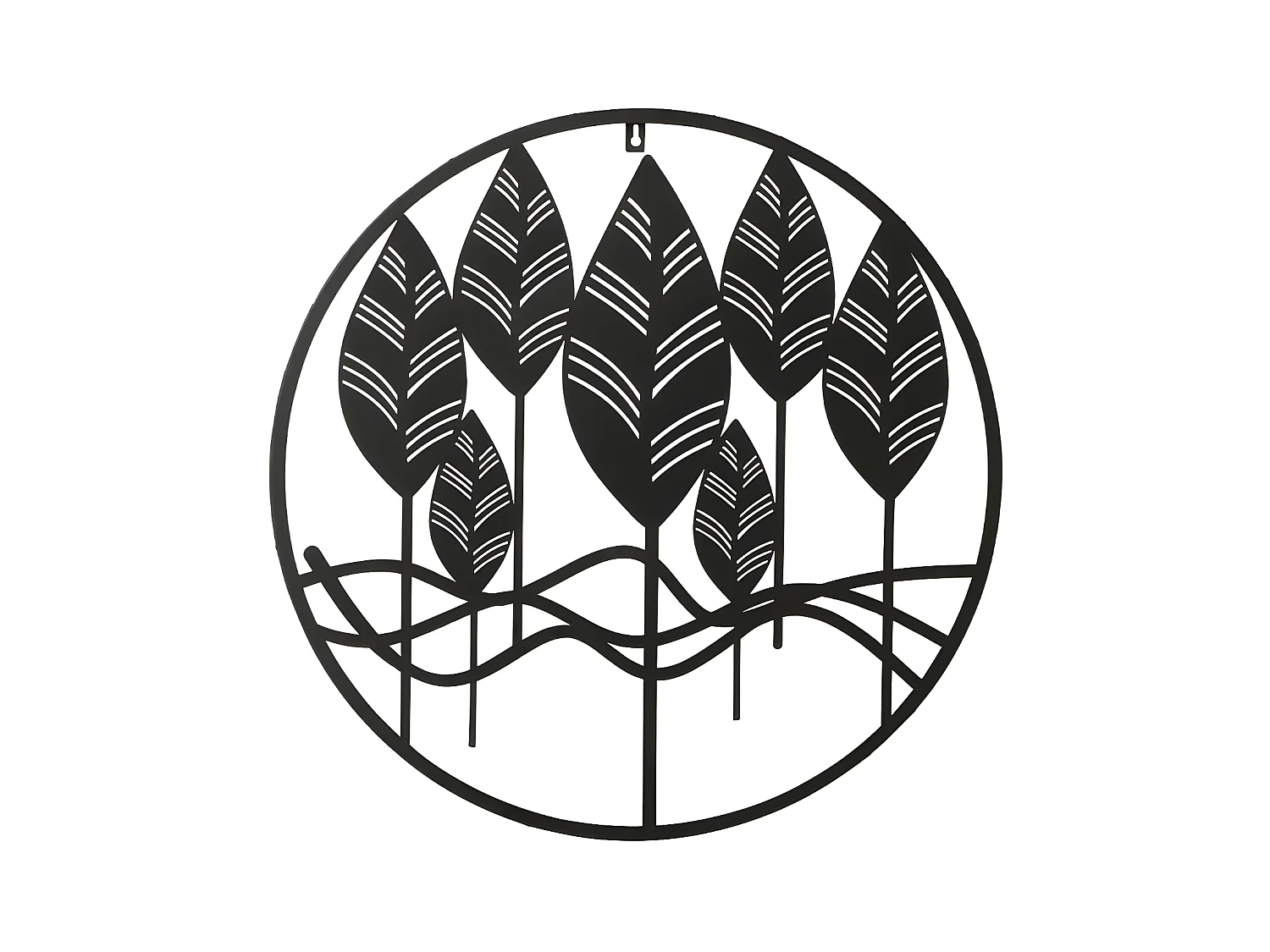 Décoration Murale en Métal "Feuilles" 60cm Noir