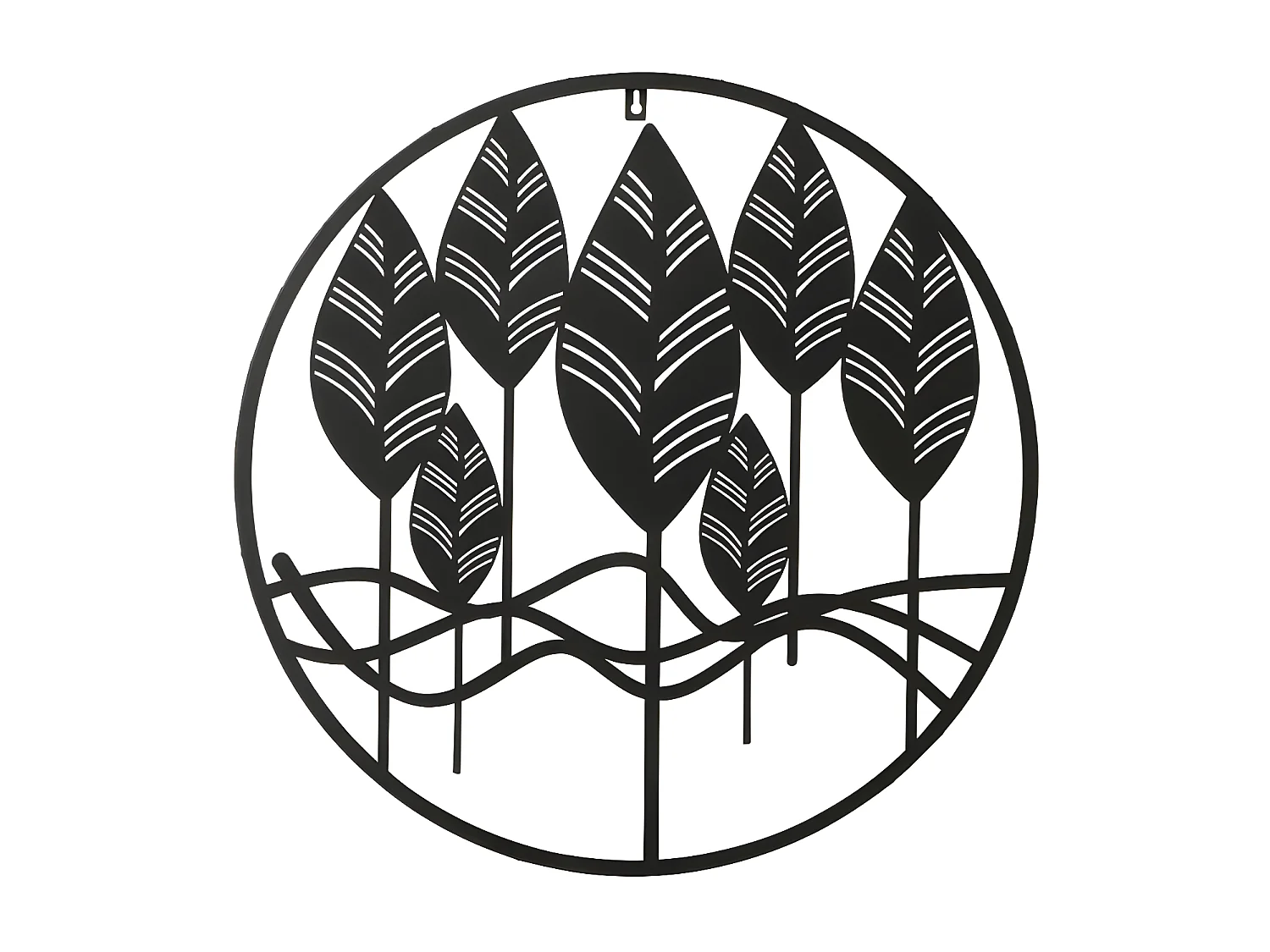 Décoration Murale en Métal "Feuilles" 60cm Noir