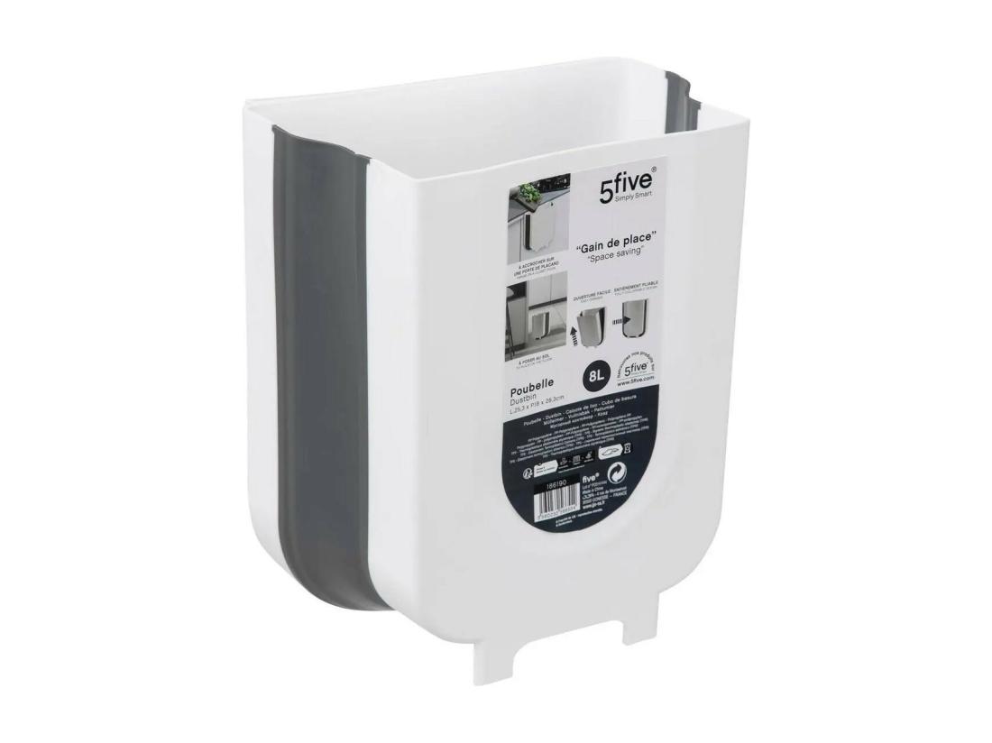 vente unique Poubelle de Cuisine "Rétractable" 8L Blanc & Gris