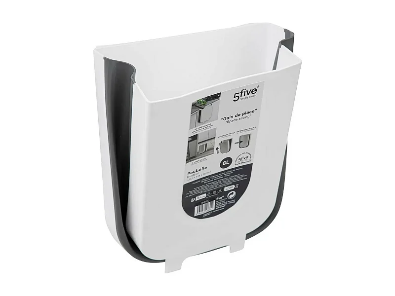 Poubelle de Cuisine "Rétractable" 8L Blanc & Gris