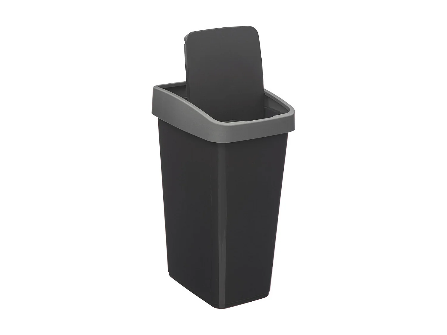 Poubelle de Cuisine "2 Ouvertures" 25L Gris & Noir