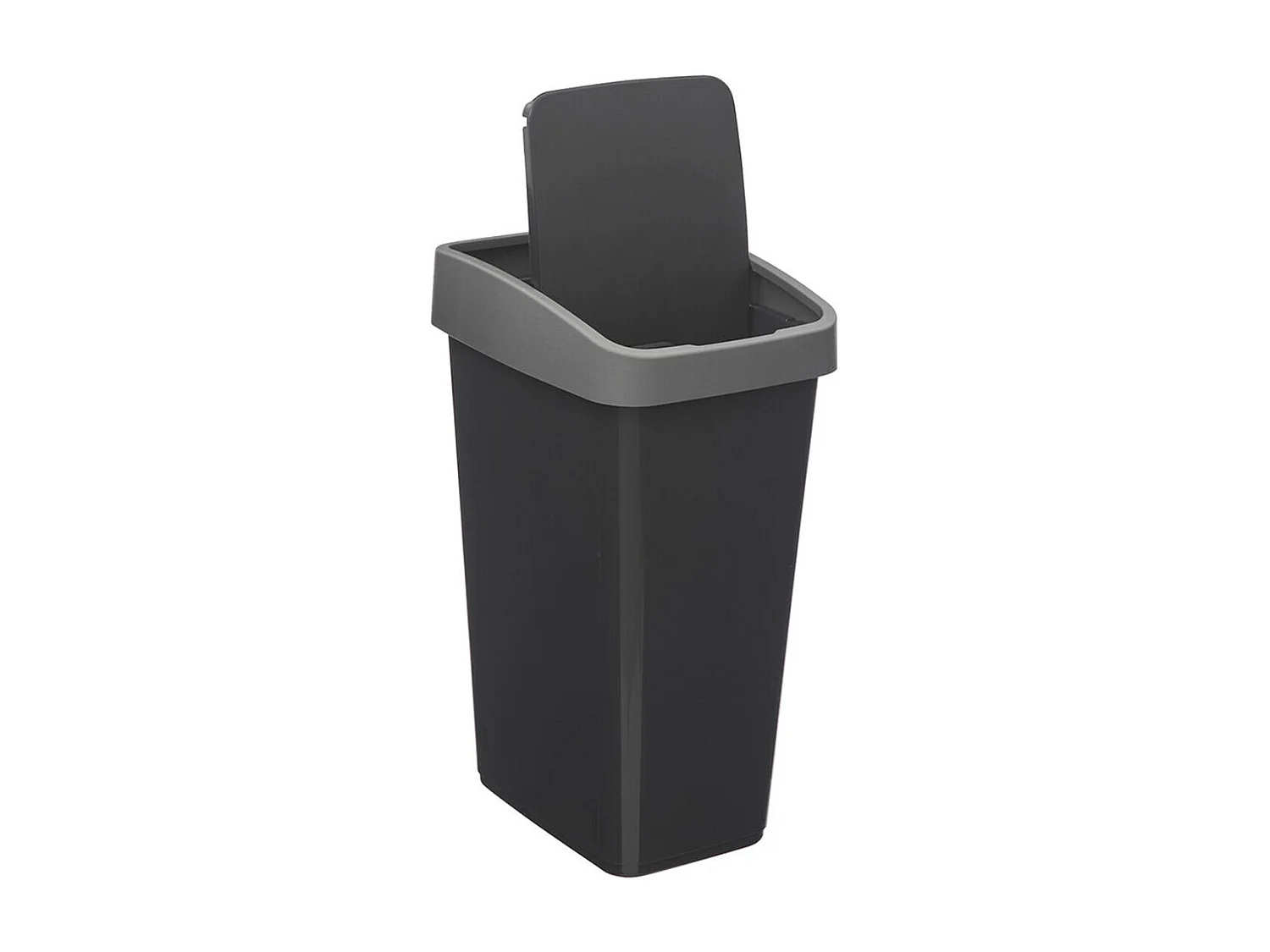 Poubelle de Cuisine "2 Ouvertures" 25L Gris & Noir