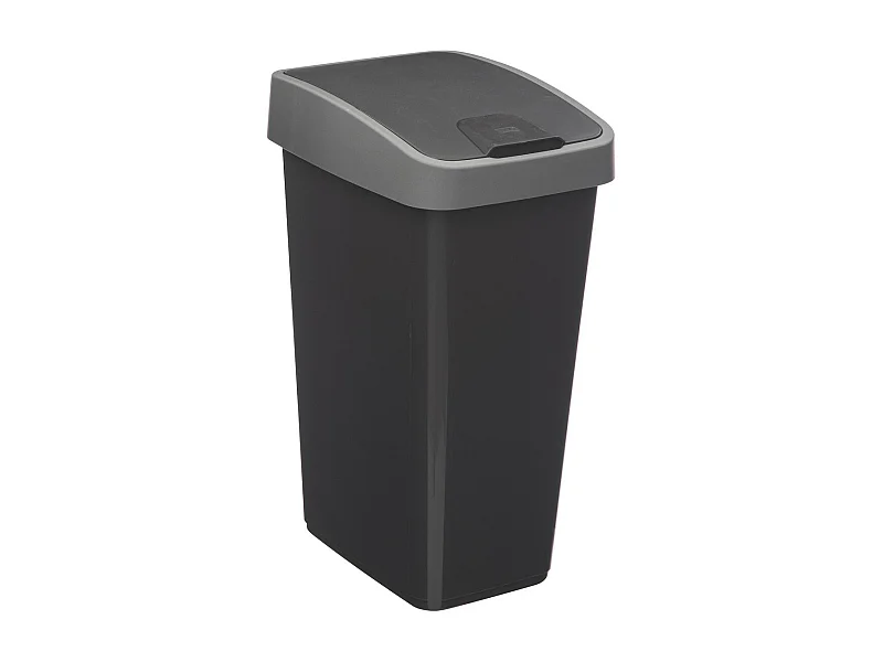 Poubelle de Cuisine "2 Ouvertures" 25L Gris & Noir