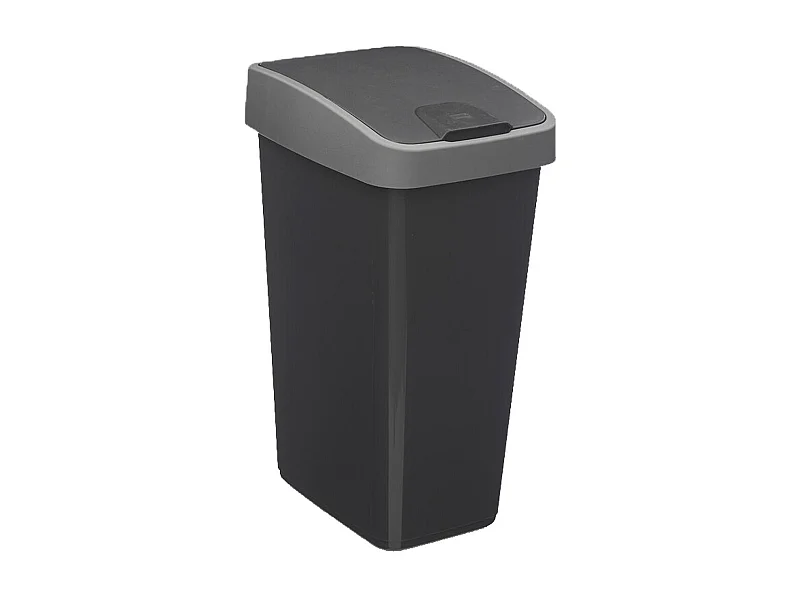 Poubelle de Cuisine "2 Ouvertures" 25L Gris & Noir