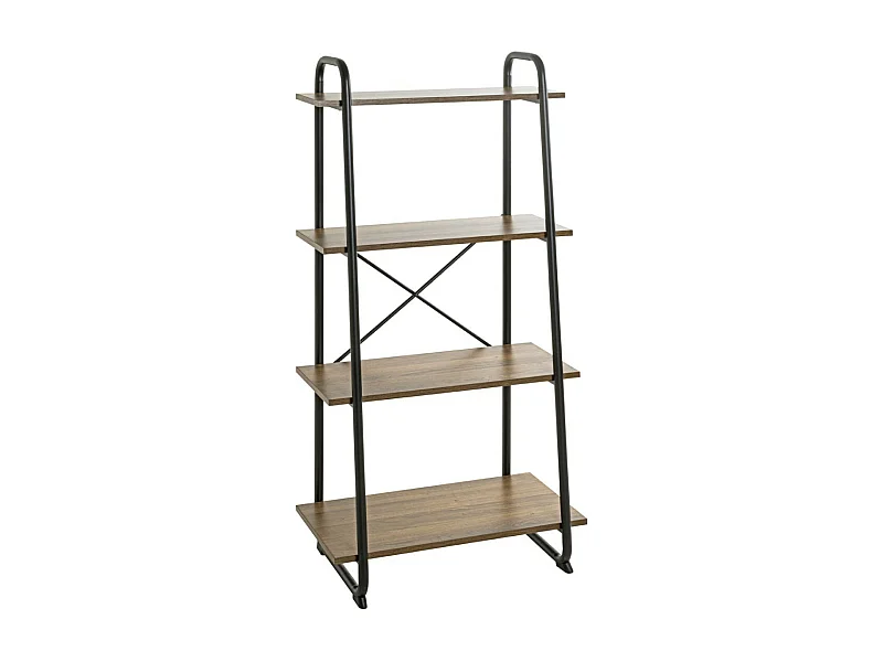 Étagère 4 Niveaux "Slovako" 128cm Noir & Chêne