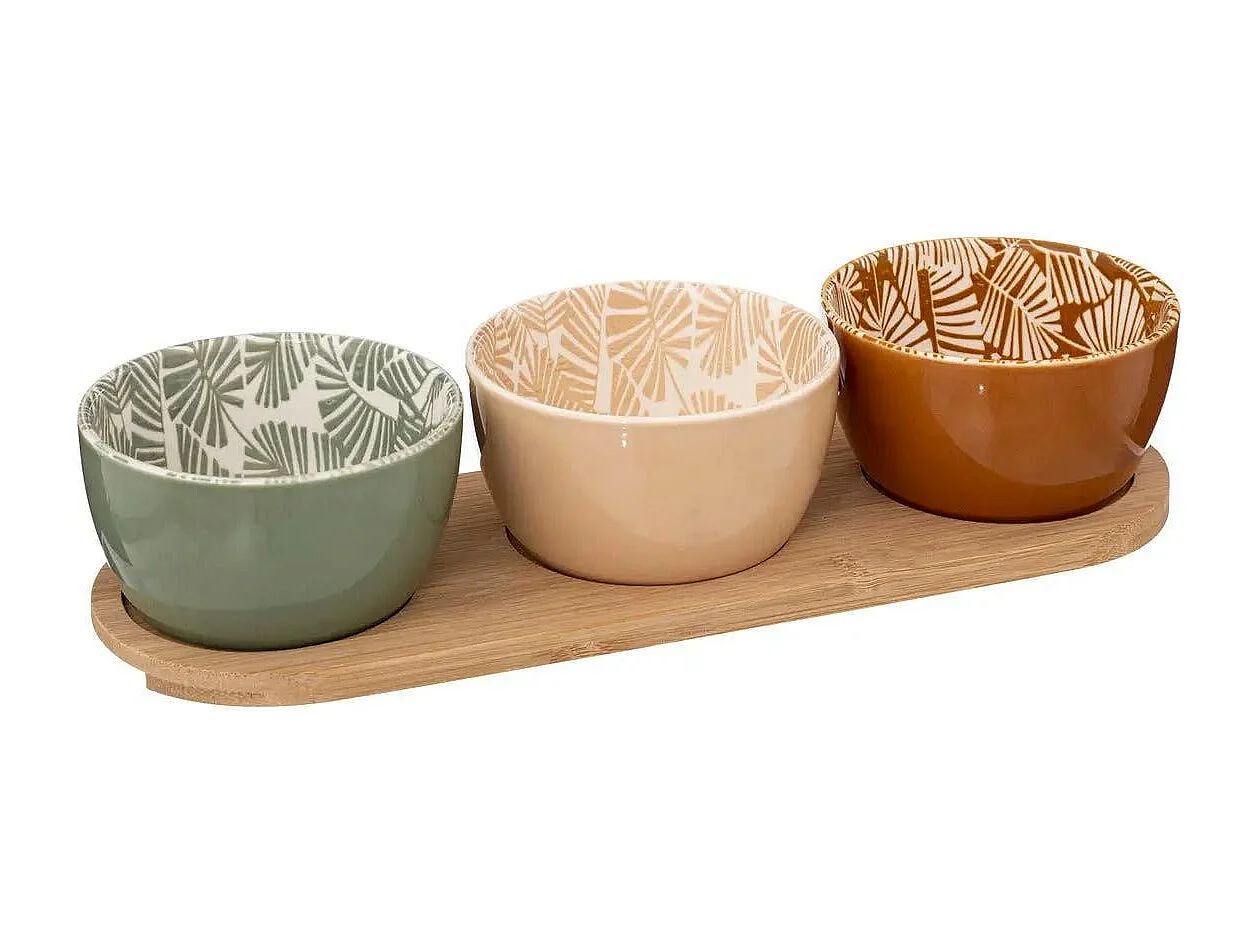 Set Apéritif 4 Pièces en Grès "Rivi" 30cm Multicolore