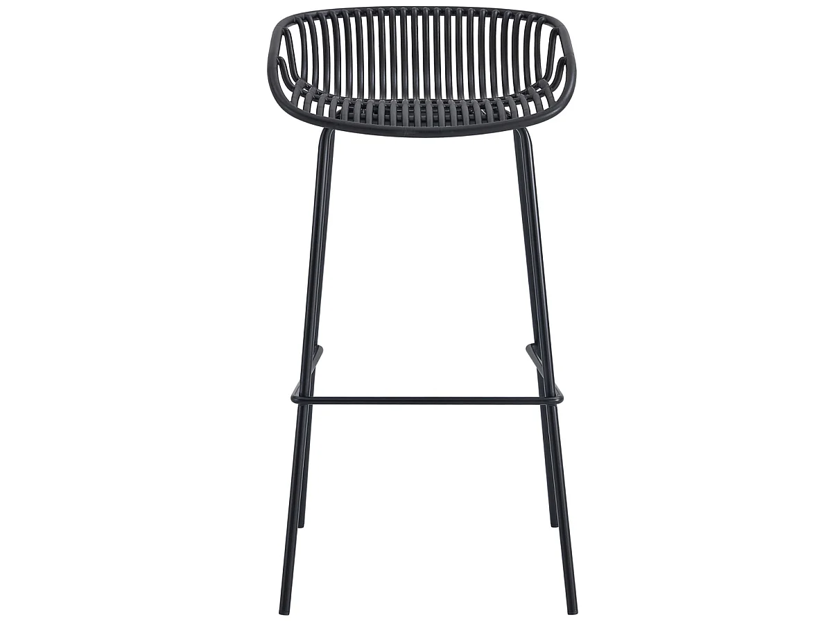 Lot de 4 tabourets hauts en polypropylène coloris noir -  L. 44 x P. 47 x H. 88  cm