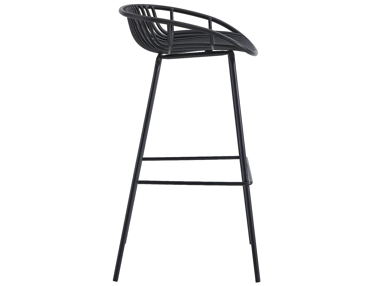 Lot de 4 tabourets hauts en polypropylène coloris noir -  L. 44 x P. 47 x H. 88  cm