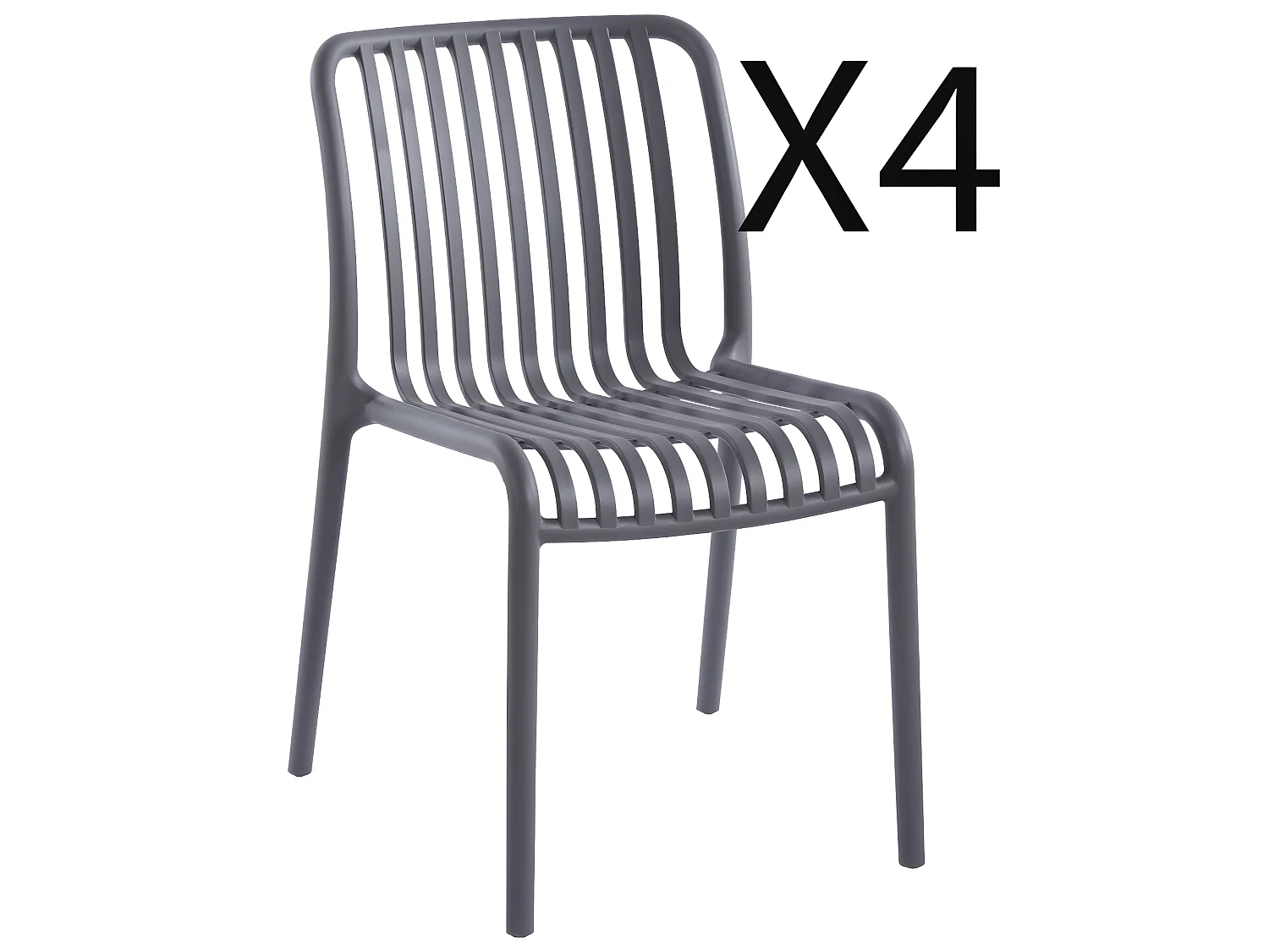 Lot de 4 chaises en polypropylène coloris gris - L. 46 x P. 58  x H. 80  cm