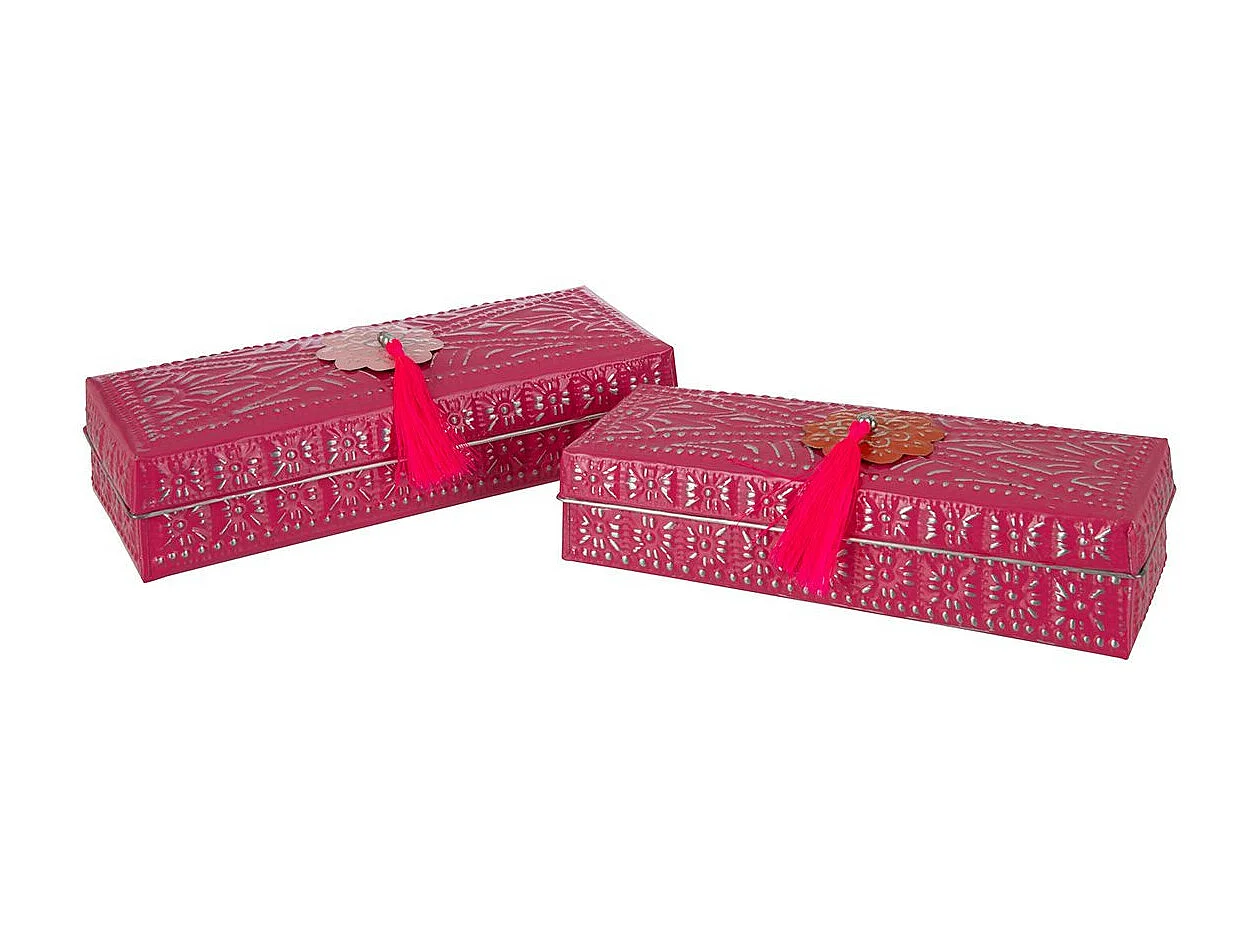 Lot de 2 Boîtes en Métal "Gigognes" 28cm Rose