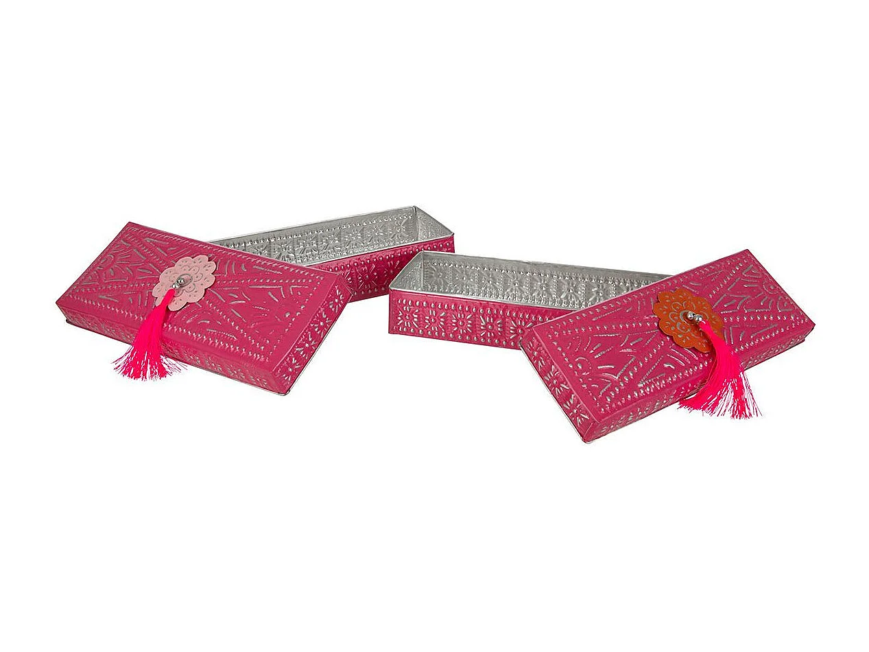 Lot de 2 Boîtes en Métal "Gigognes" 28cm Rose