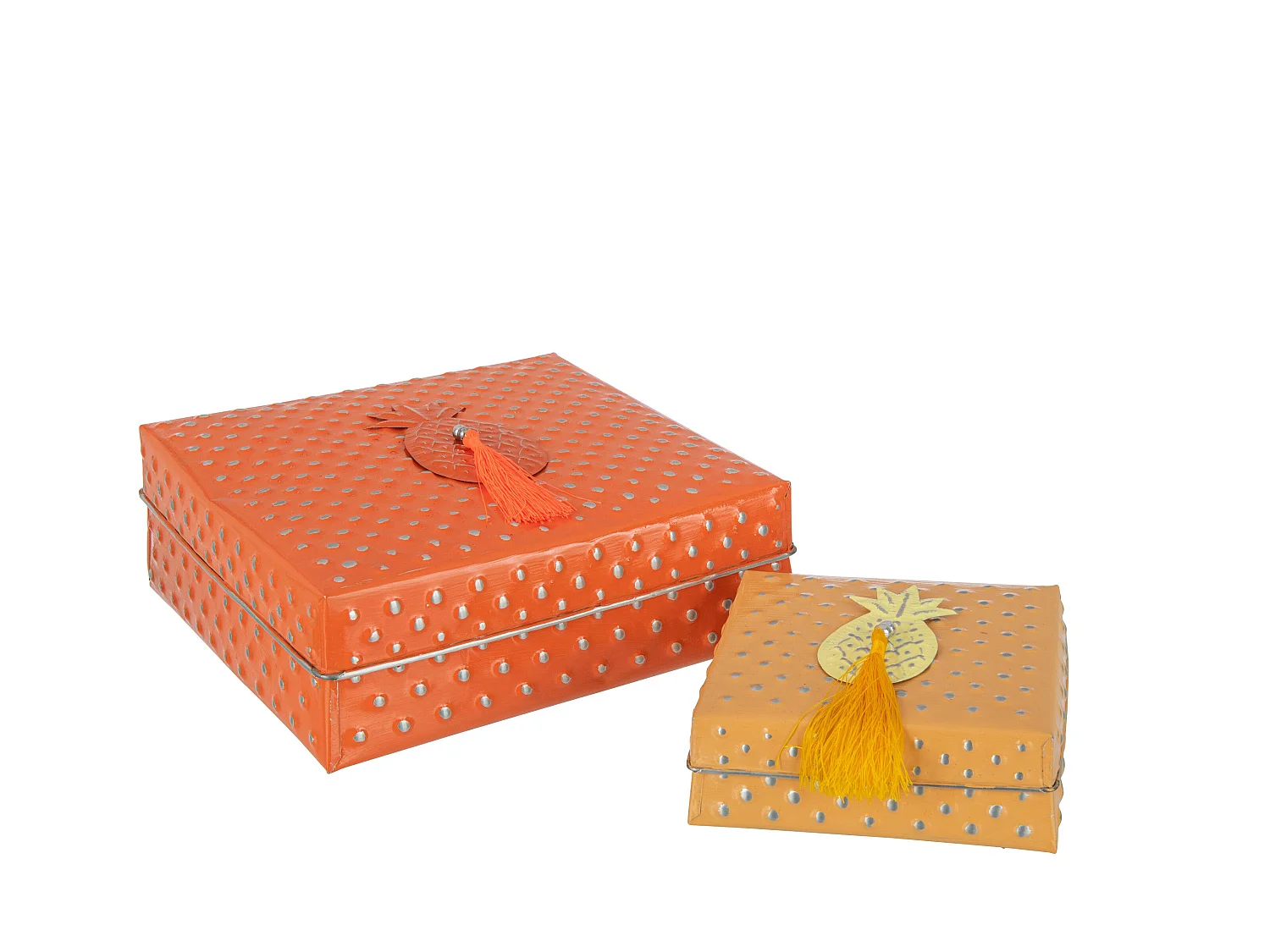 Lot de 2 Boîtes en Métal "Gigognes" 25cm Orange