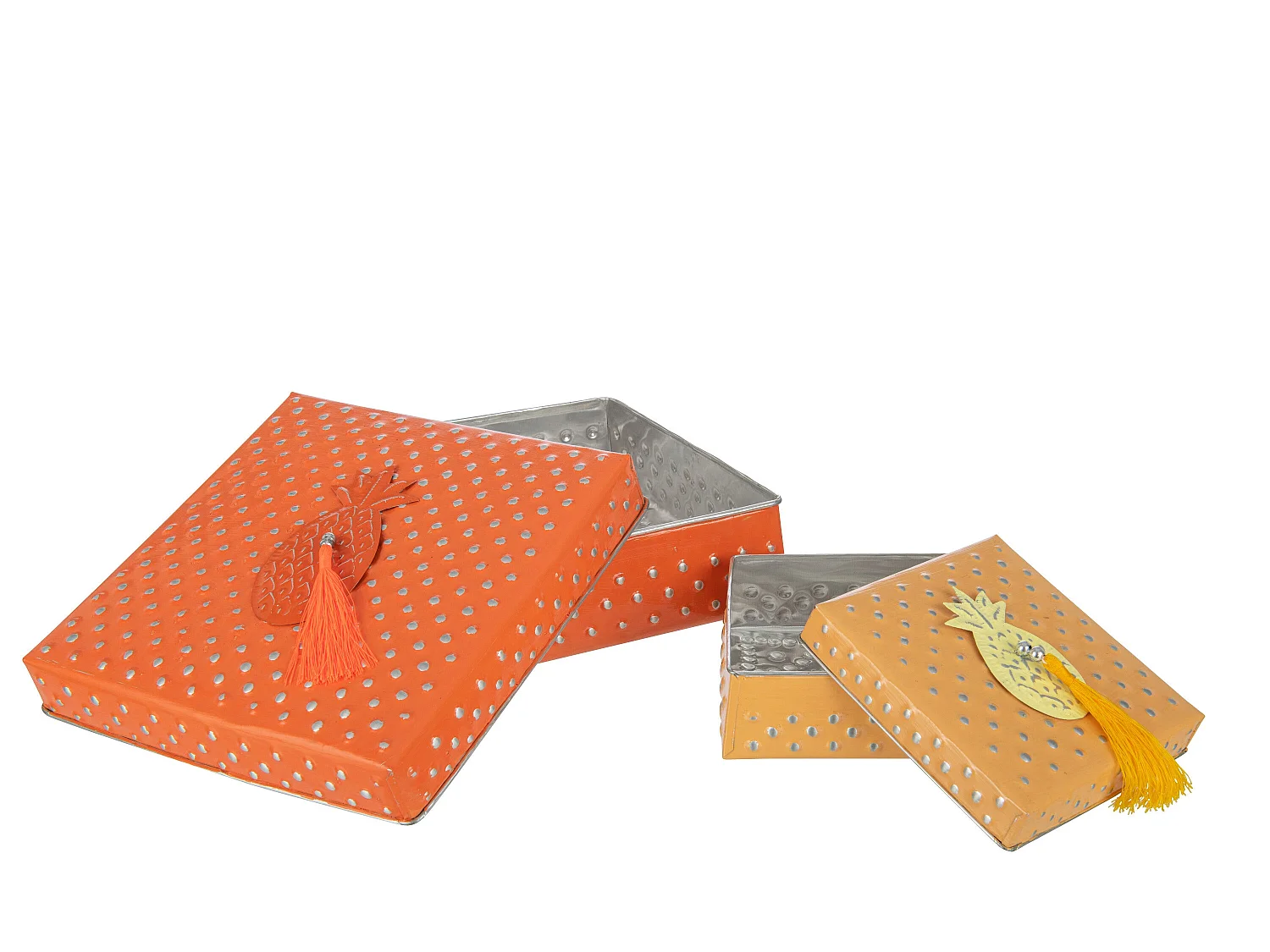 Lot de 2 Boîtes en Métal "Gigognes" 25cm Orange