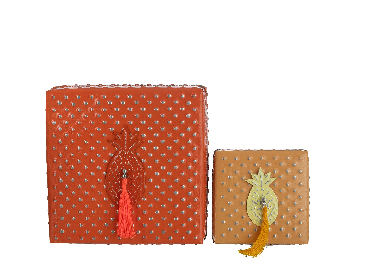 Lot de 2 Boîtes en Métal "Gigognes" 25cm Orange