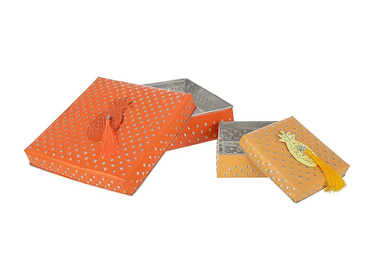 Lot de 2 Boîtes en Métal "Gigognes" 25cm Orange