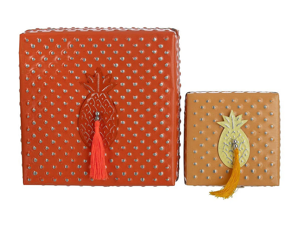 Lot de 2 Boîtes en Métal "Gigognes" 25cm Orange