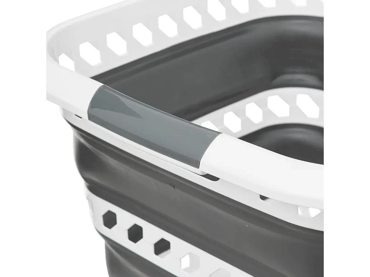 Corbeille à Linge "Rétractable" 40L Blanc & Gris