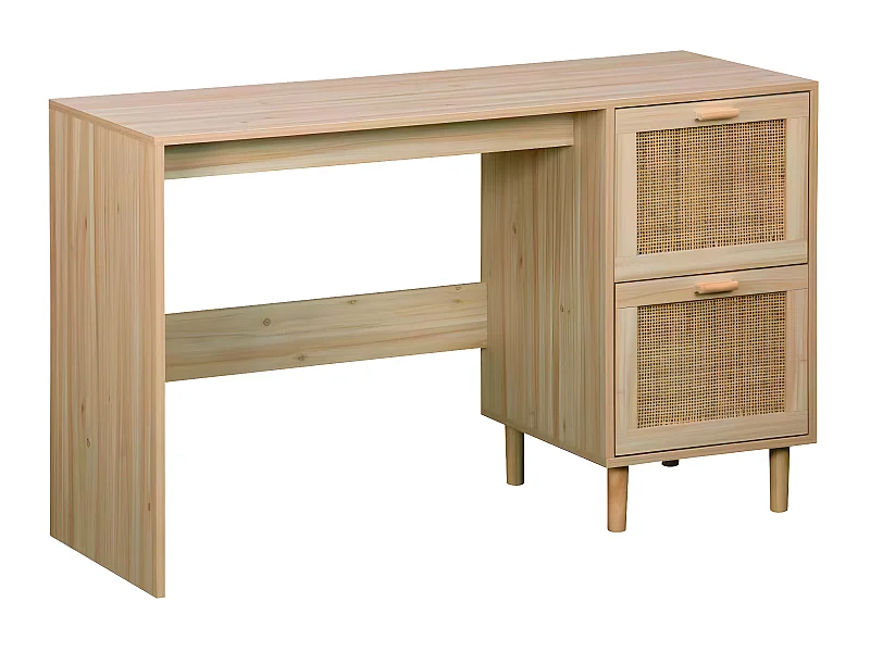 Table de bureau, meuble du bureau en décor de pin coloris naturel