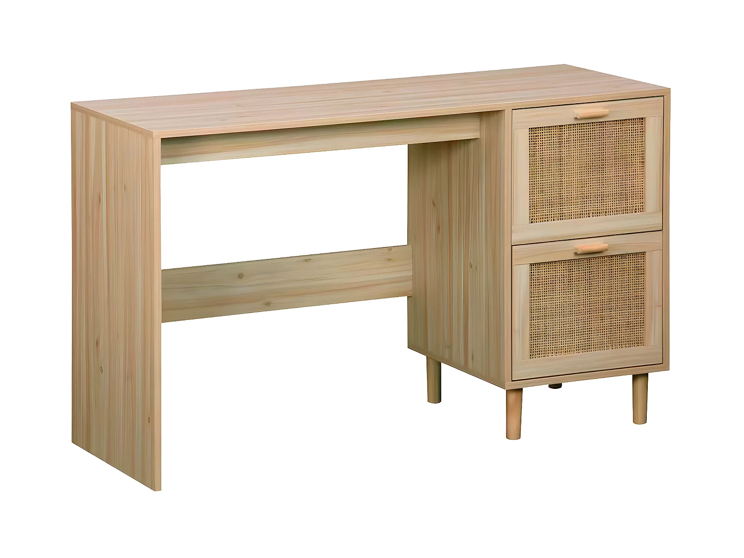 Table de bureau, meuble du bureau en décor de pin coloris naturel