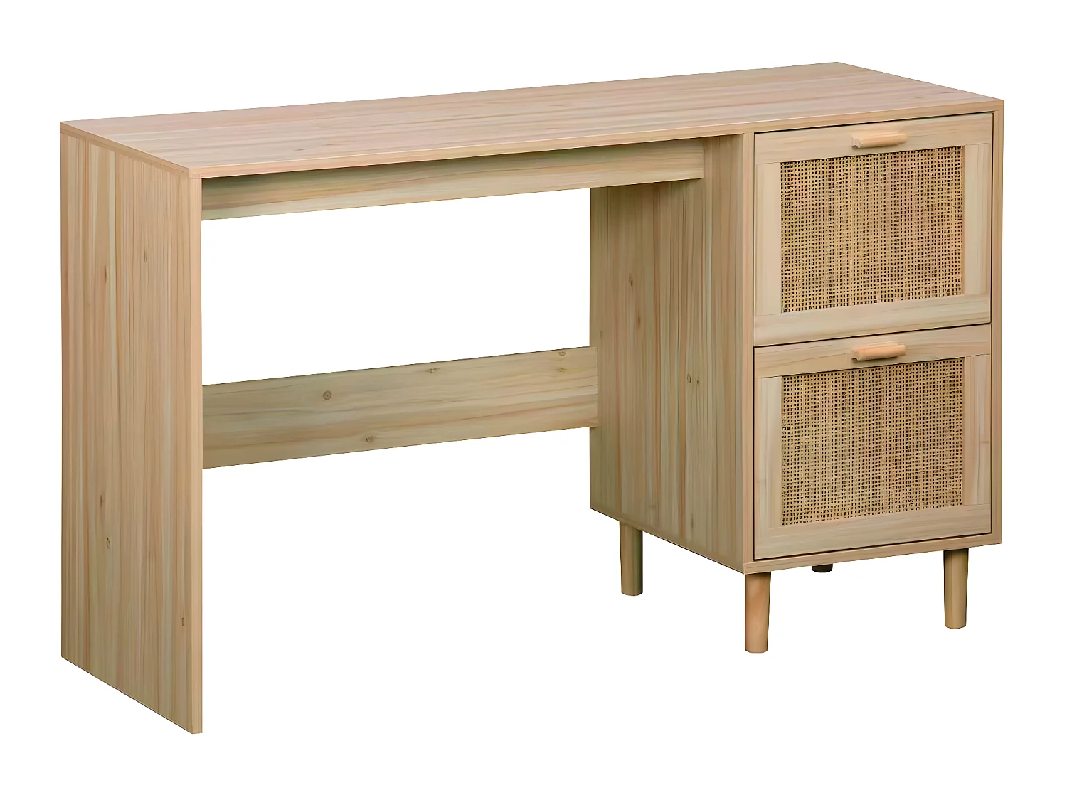 Table de bureau, meuble du bureau en décor de pin coloris naturel