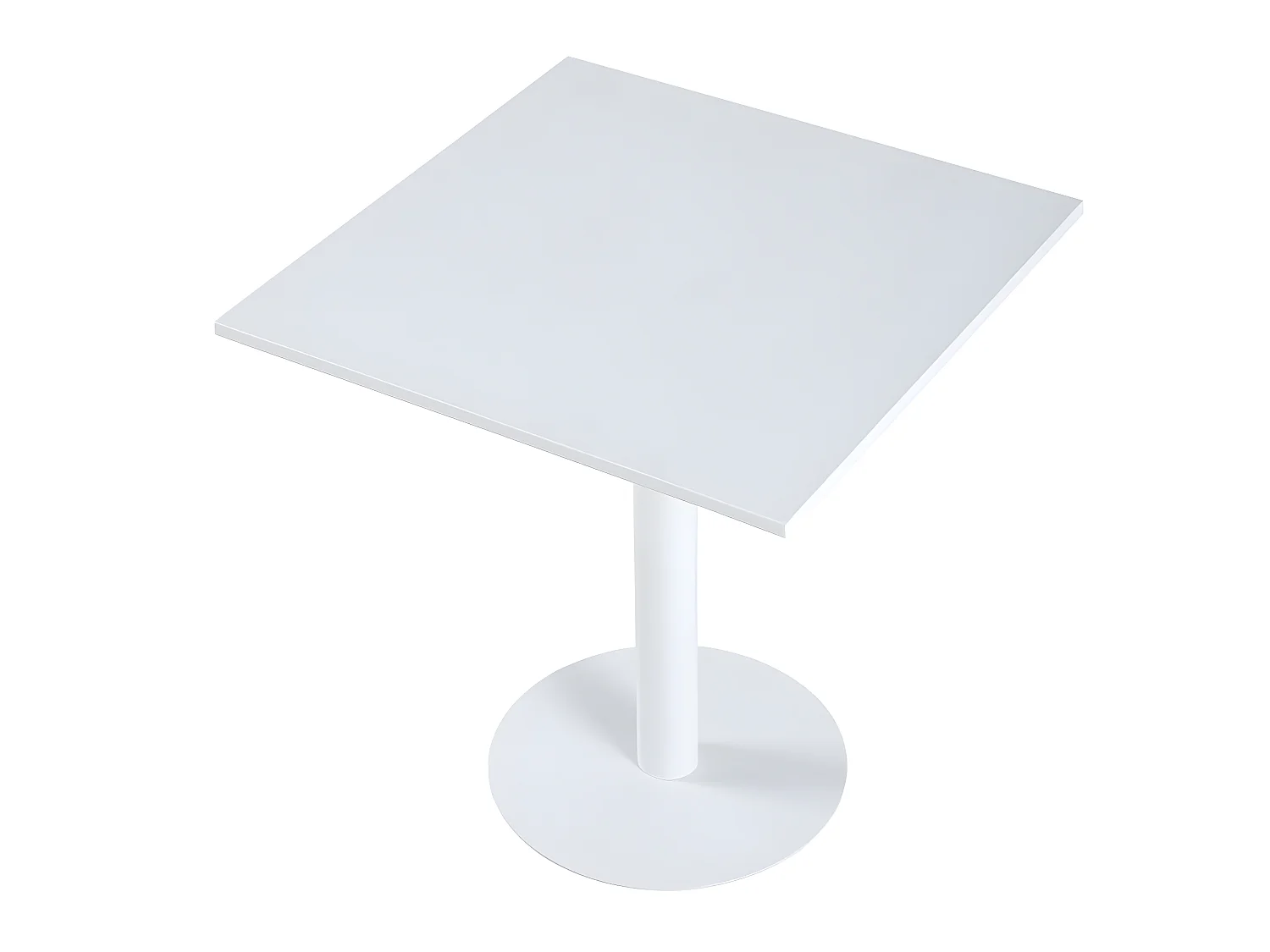 Table carrée en métal coloris blanc - Longueur 70 x profondeur 70 x hauteur 73 cm