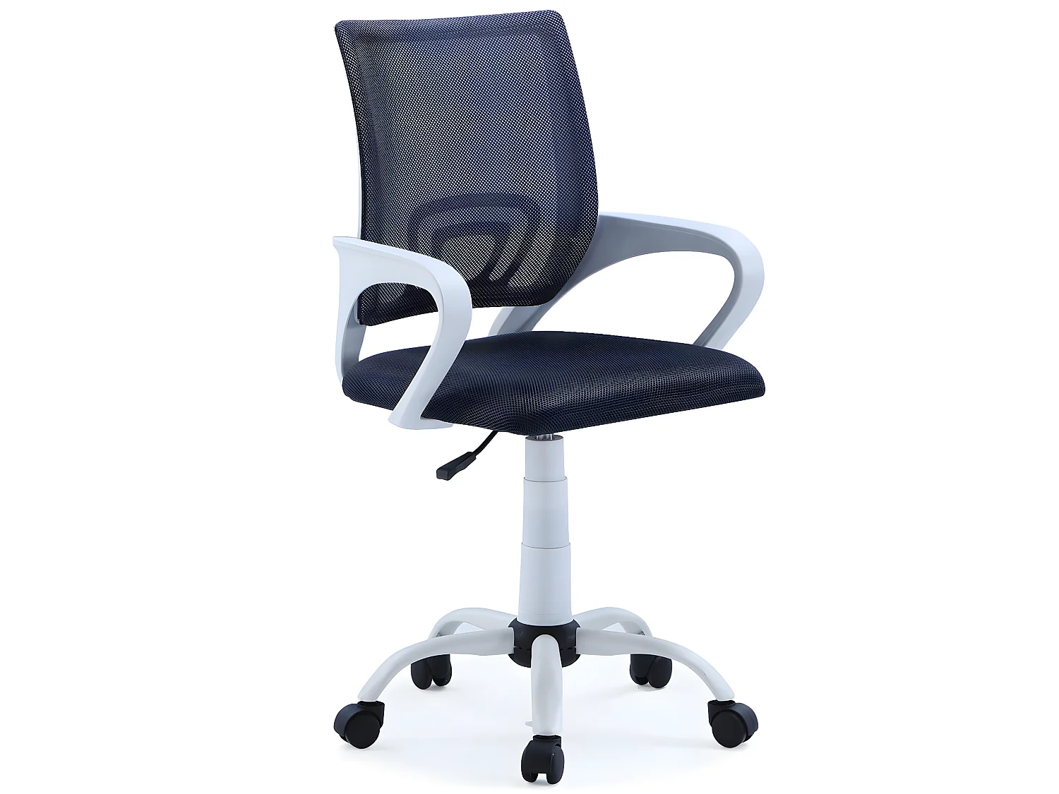 Chaise pivotante en tissu coloris gris foncé, pieds coloris blanc