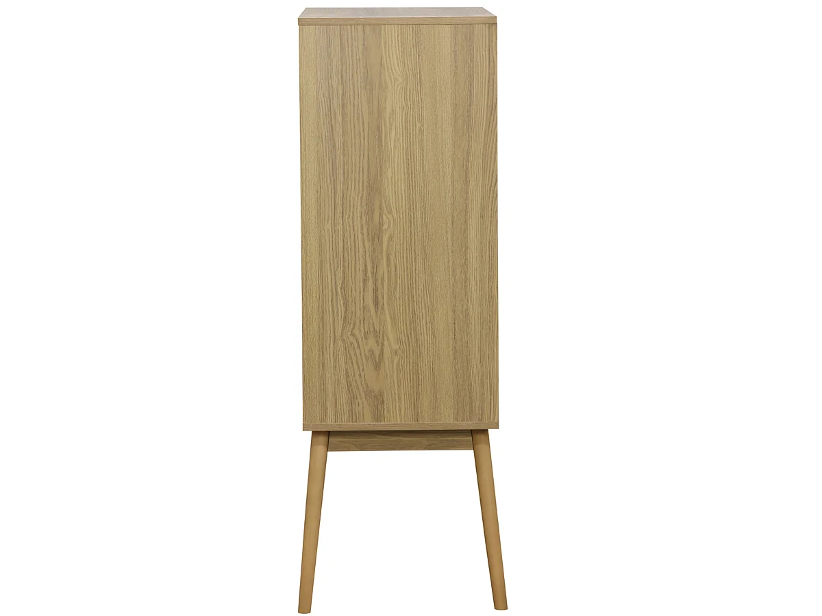 Buffet haut avec range bouteille avec 1 porte coulissante coloris naturel,  pieds en bois -  Longueur 80 x profondeur 40 x hauteur 120 cm