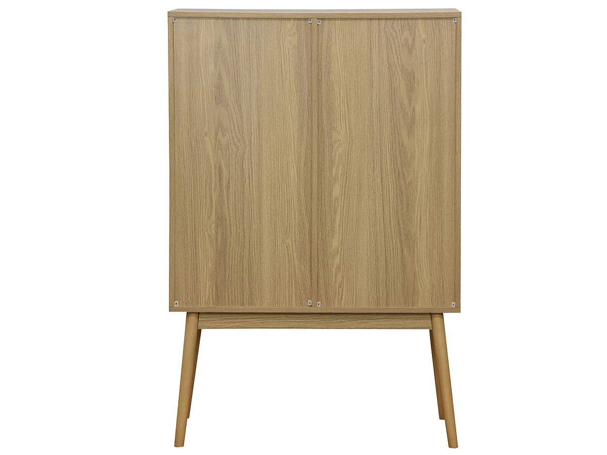 Buffet haut avec range bouteille avec 1 porte coulissante coloris naturel,  pieds en bois -  Longueur 80 x profondeur 40 x hauteur 120 cm