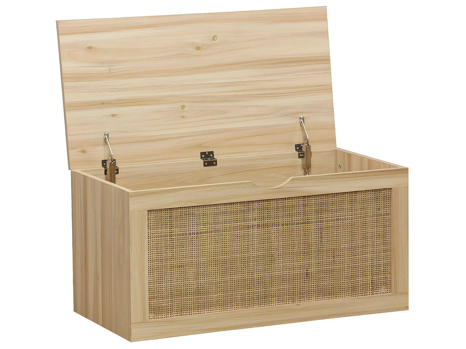 Coffre de rangement, meuble de rangement en décor pin , rotin - L. 80  x P. 40 x H. 40 cm