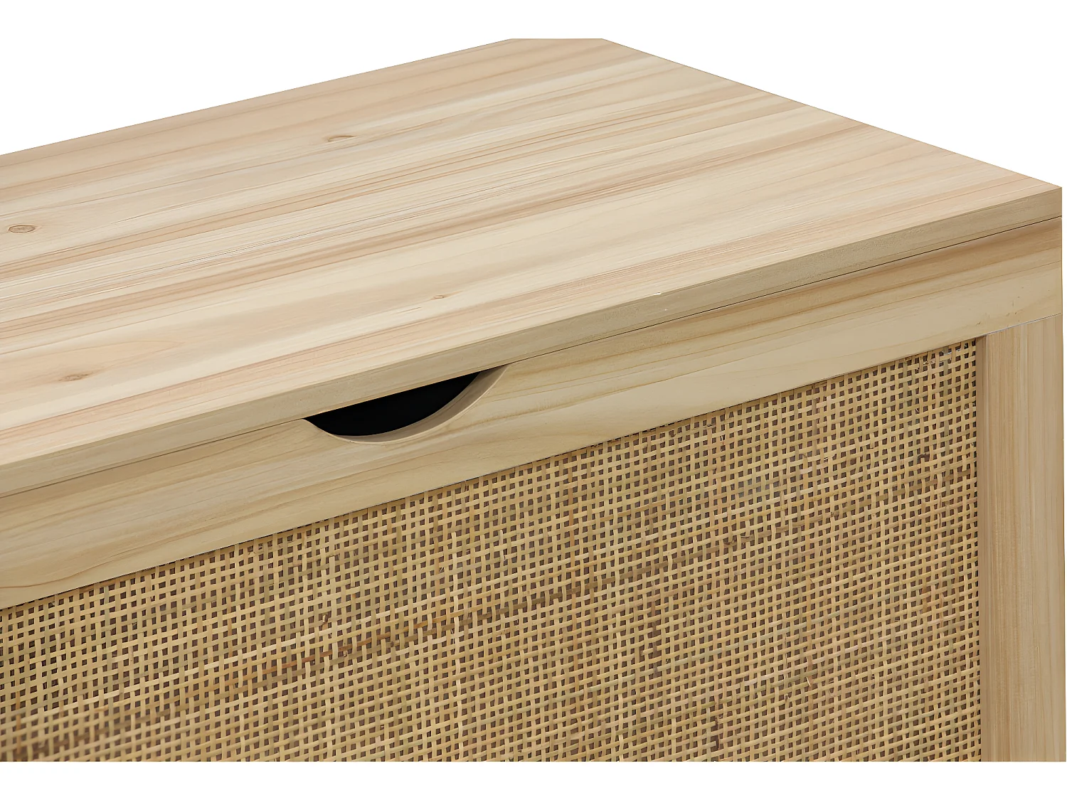 Coffre de rangement, meuble de rangement en décor pin , rotin - L. 80  x P. 40 x H. 40 cm