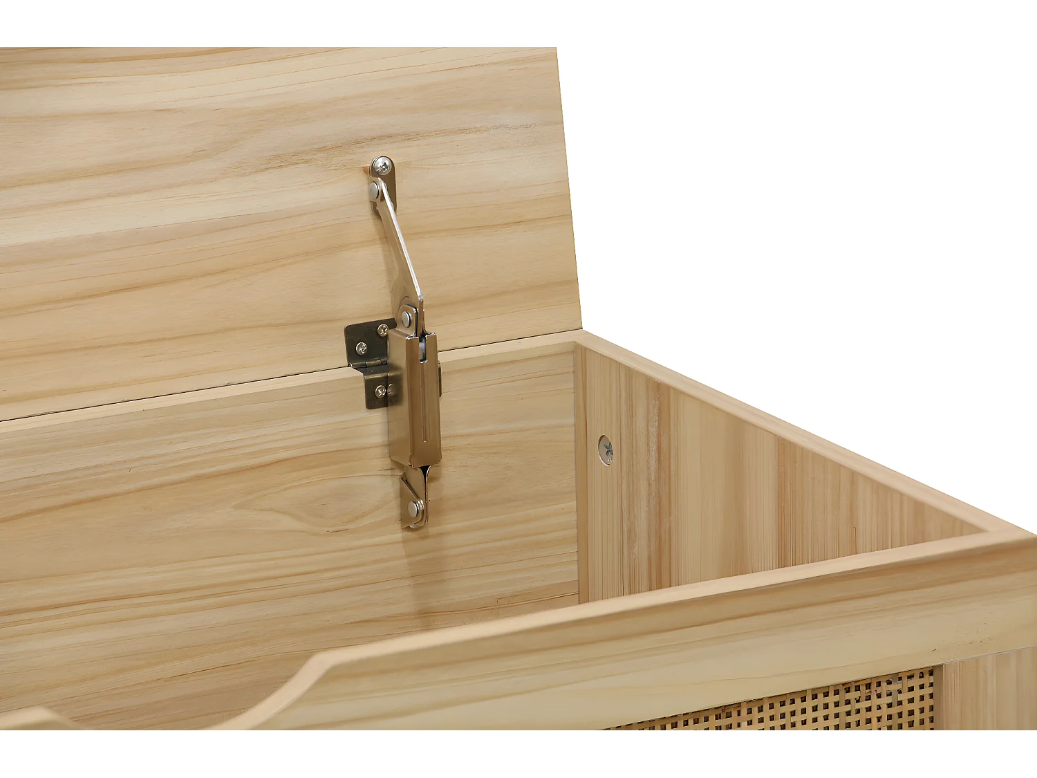 Coffre de rangement, meuble de rangement en décor pin , rotin - L. 80  x P. 40 x H. 40 cm