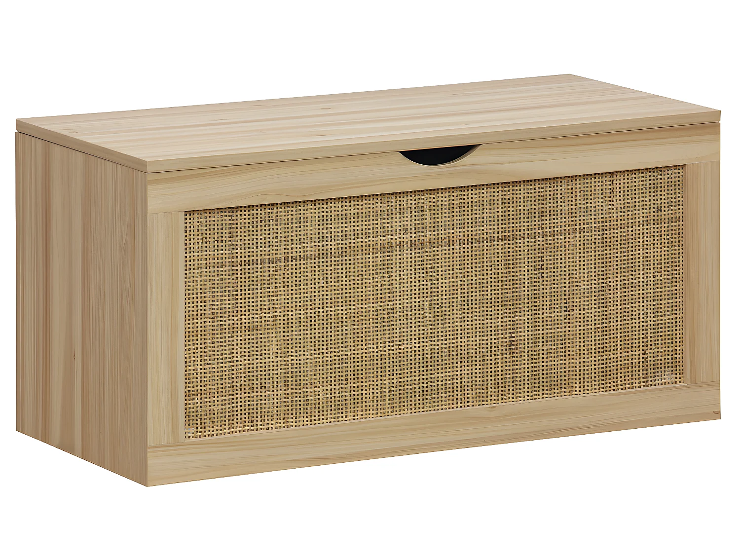 Coffre de rangement, meuble de rangement en décor pin , rotin - L. 80  x P. 40 x H. 40 cm