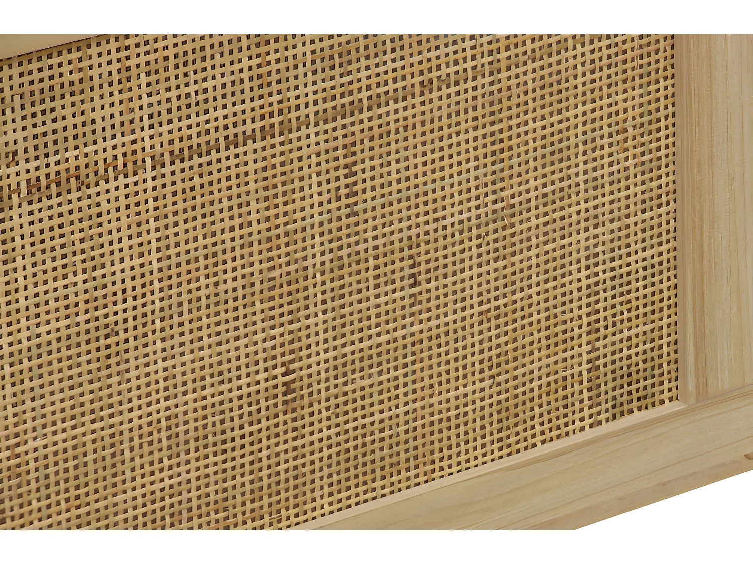 Coffre de rangement, meuble de rangement en décor pin , rotin - L. 80  x P. 40 x H. 40 cm