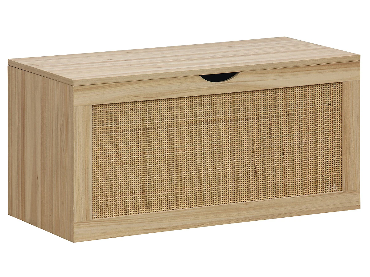 Coffre de rangement, meuble de rangement en décor pin , rotin - Longueur 80  x profondeur 40 x hauteur 40 cm