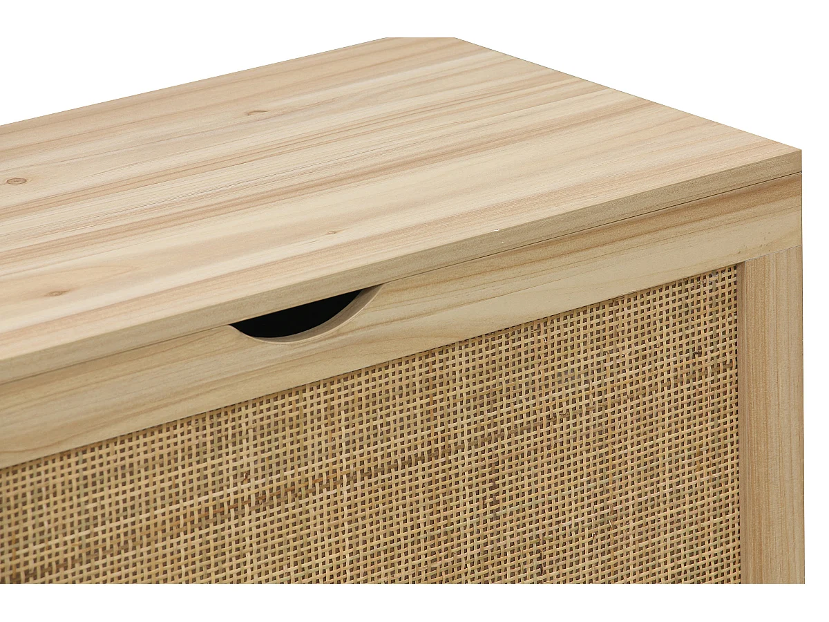 Coffre de rangement, meuble de rangement en décor pin , rotin - Longueur 80  x profondeur 40 x hauteur 40 cm