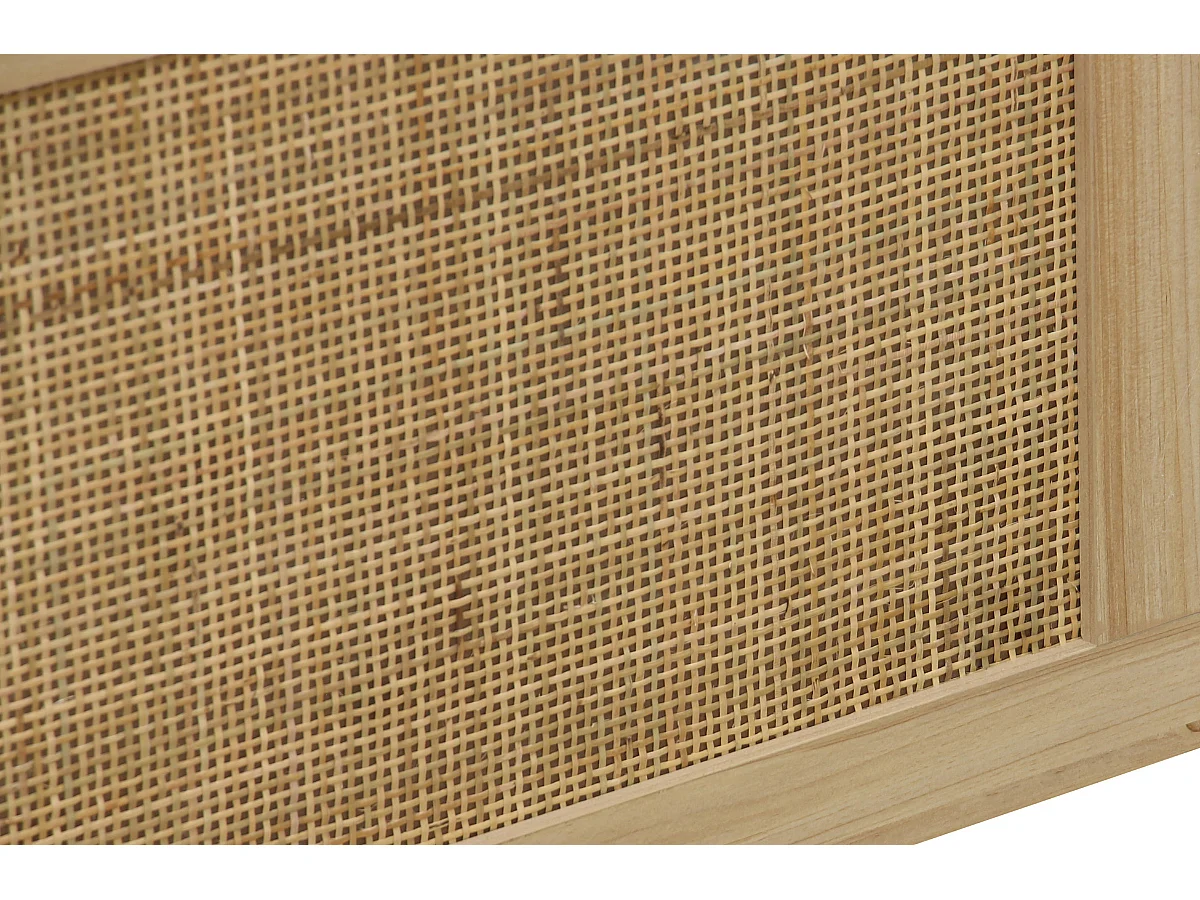 Coffre de rangement, meuble de rangement en décor pin , rotin - Longueur 80  x profondeur 40 x hauteur 40 cm