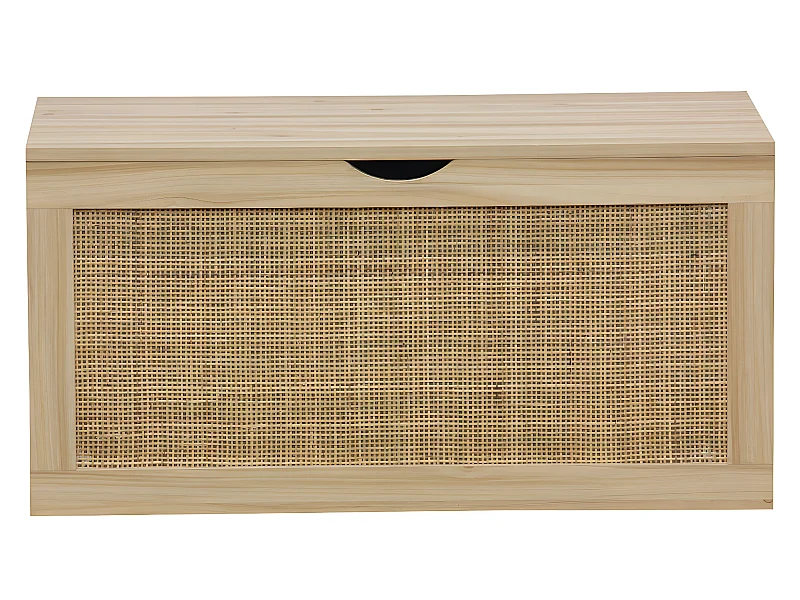 Coffre de rangement, meuble de rangement en décor pin , rotin - L. 80  x P. 40 x H. 40 cm