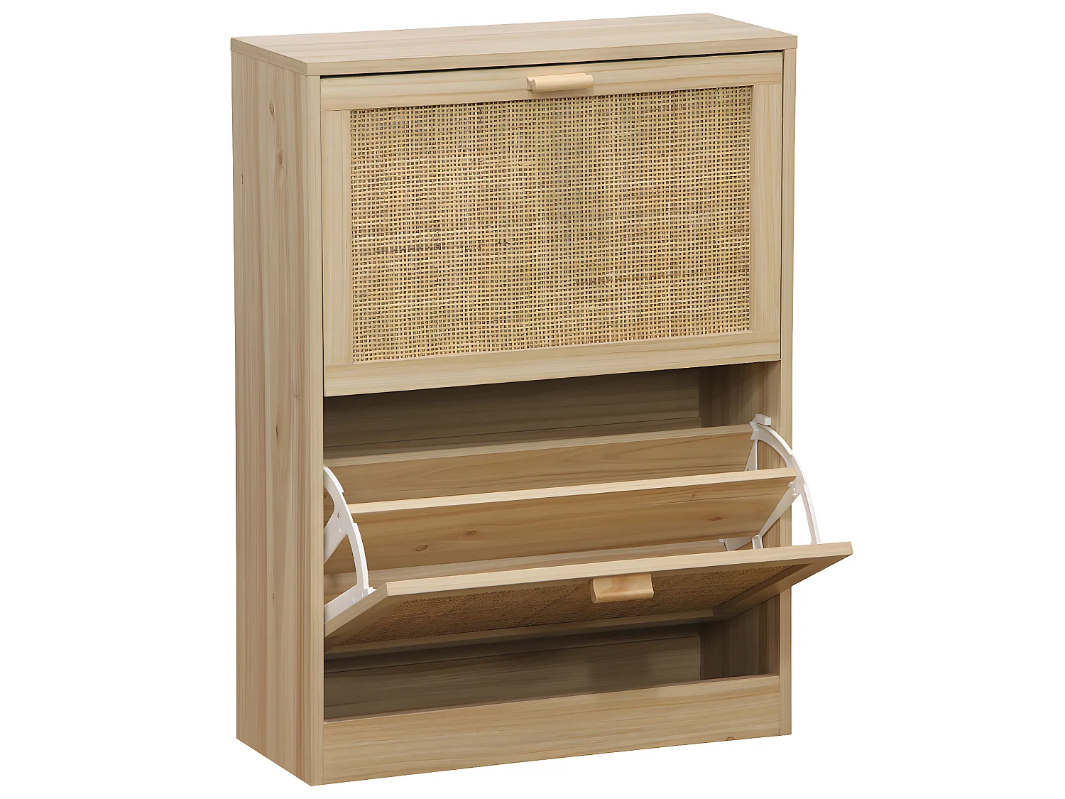 Etagère à chaussures en décor pin coloris naturel avec 2 portes