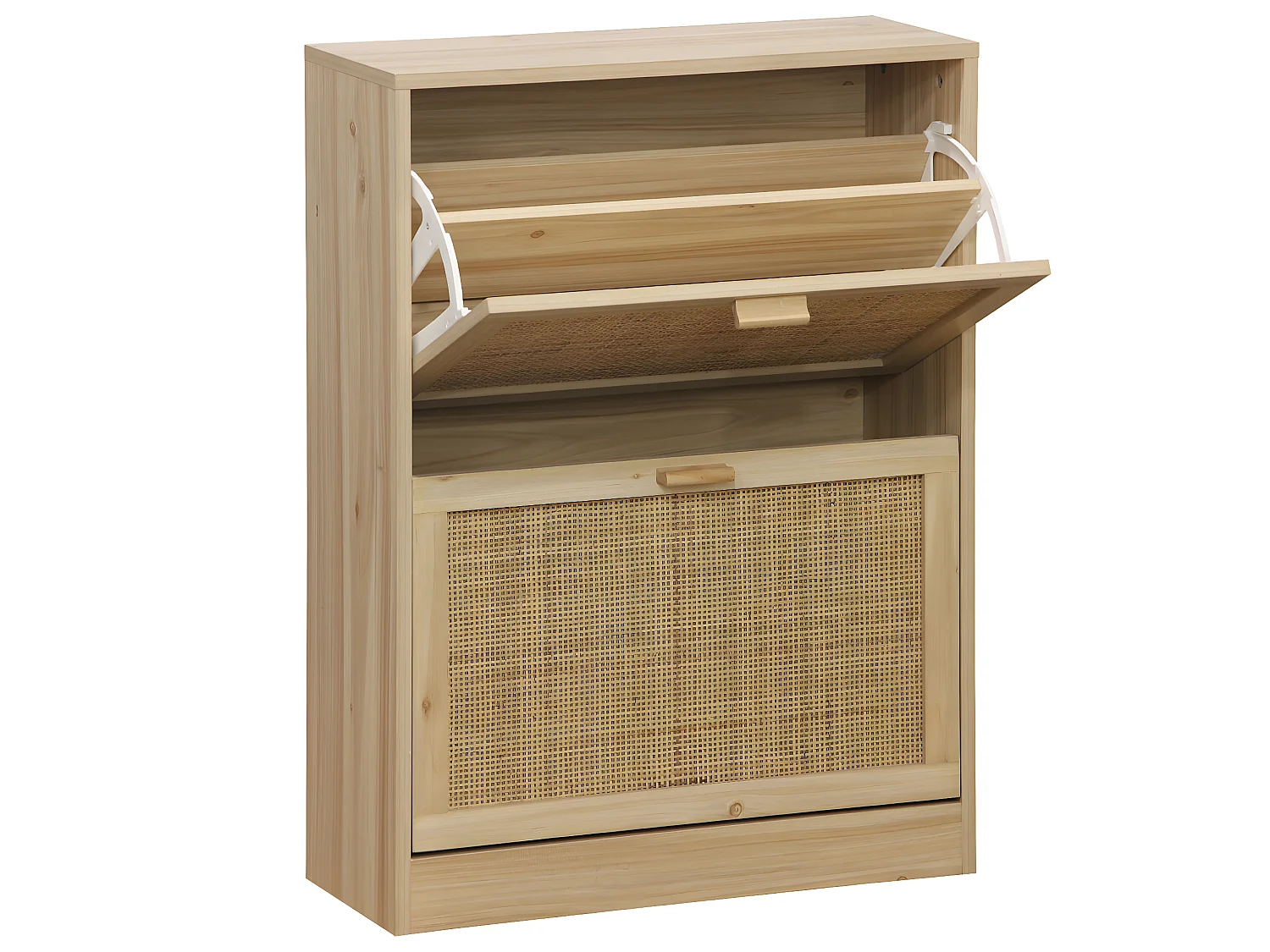 Etagère à chaussures en décor pin coloris naturel avec 2 portes